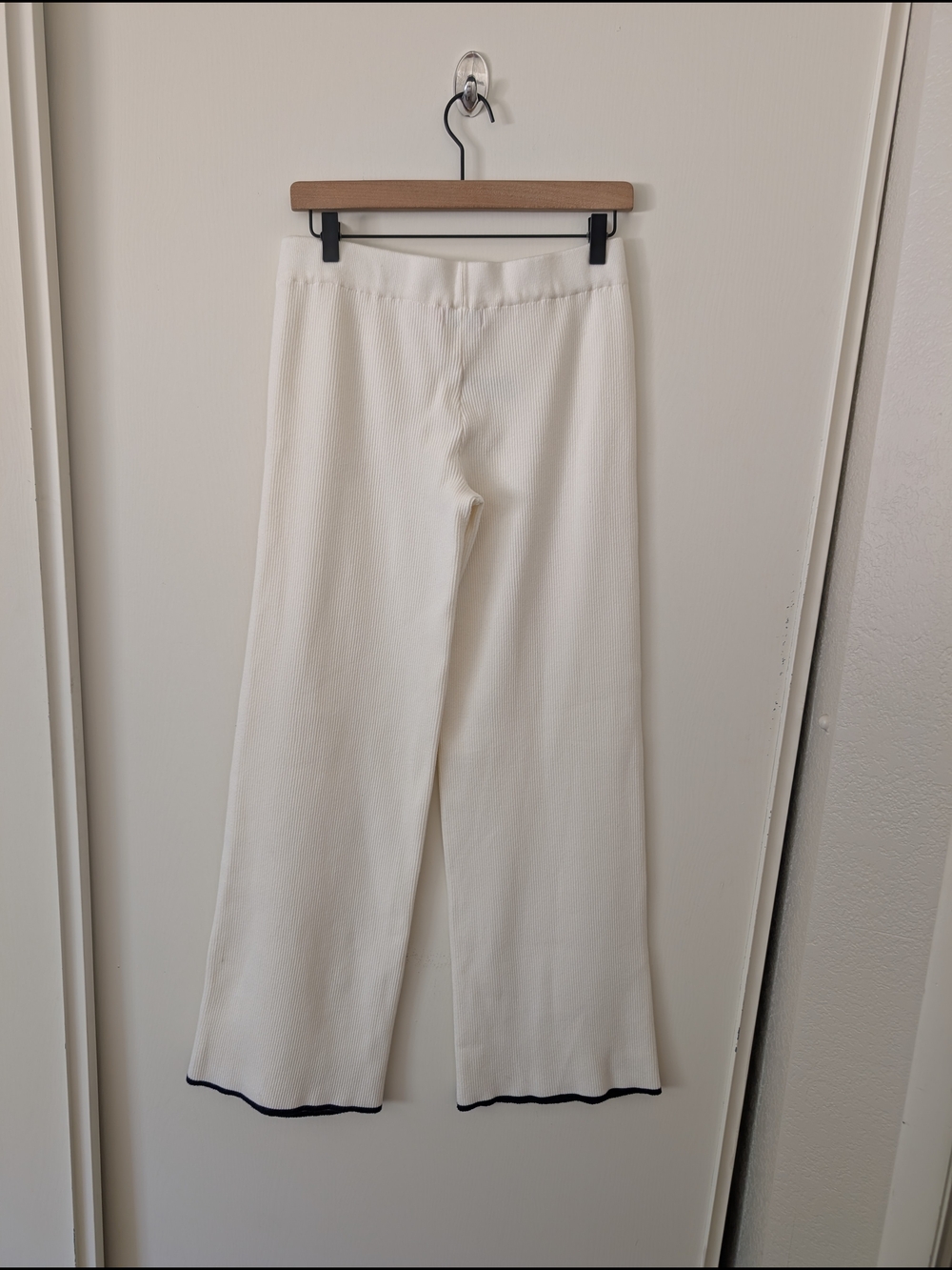 Edikted Womens Medium Knit Pull On Pants Wide Leg White Cream Minimalist Lounge - Picture 5 of 8
